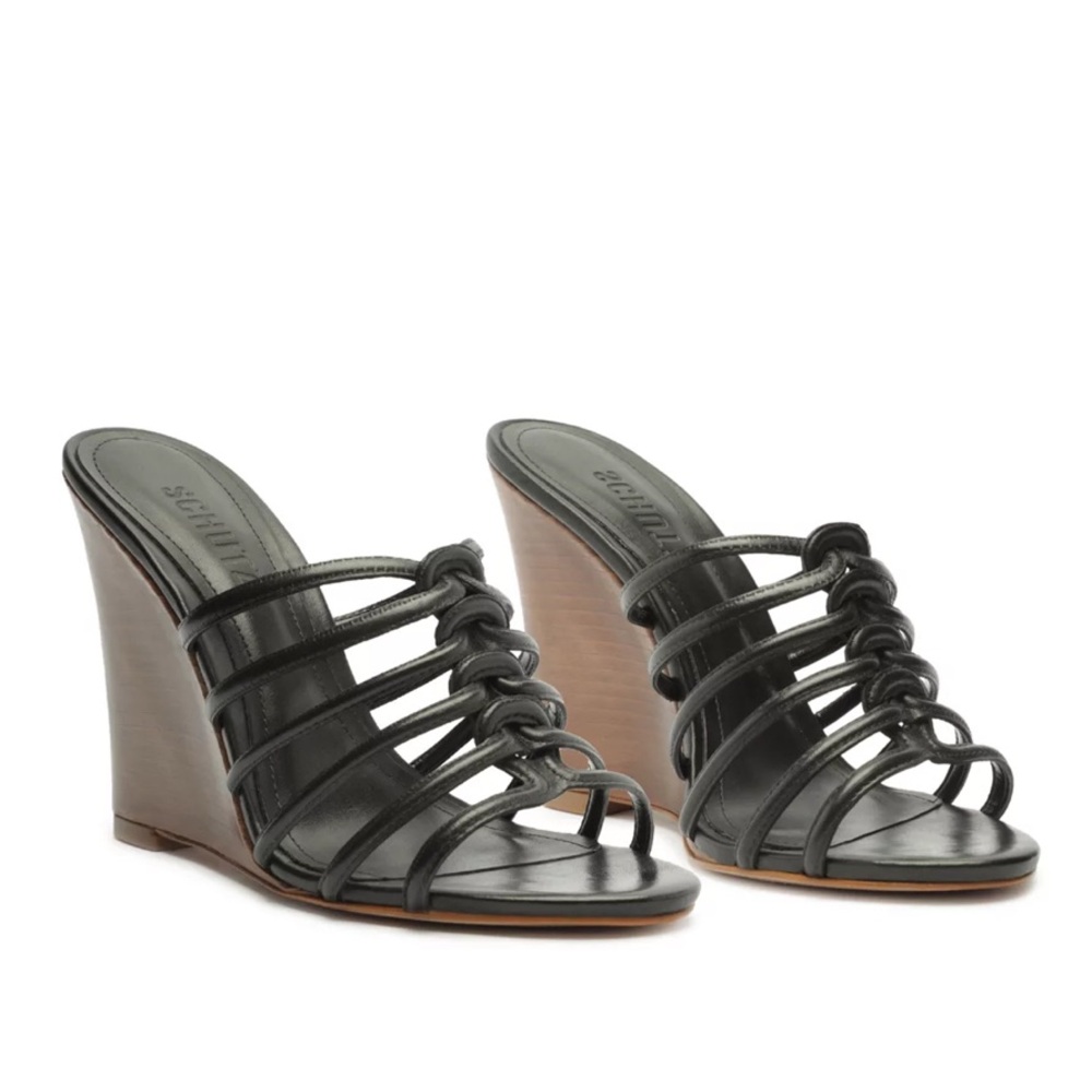 SCHUTZ Black Wedge Sandals